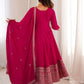 Rajwada Dark Pink Silk Solid Kurta Set For Women