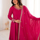 Rajwada Dark Pink Silk Solid Kurta Set For Women