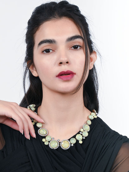Rajwada Green Alloy Stone Embellished Neckpiece For Women
