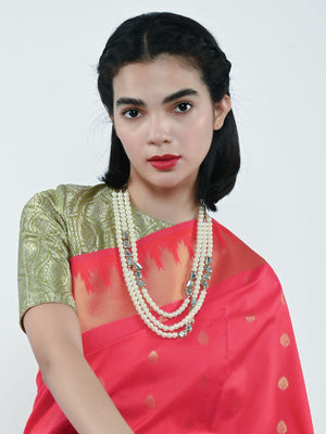 Rajwada Multicolor Alloy Beaded Pearl And Kundan Embellished Neckpiece For Women