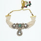 Rajwada White And Green Alloy Kundan And Stone Jewellery Set For Women
