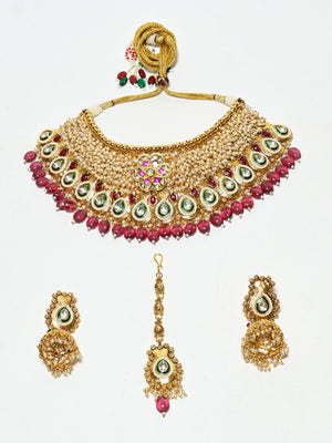 Rajwada Golden Alloy Pearl Jewellery Set For Women