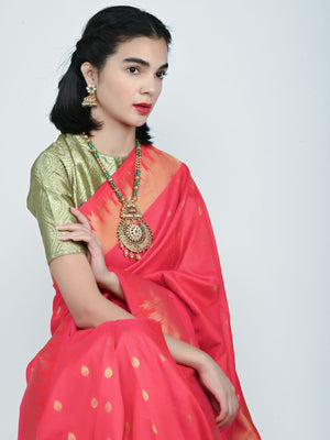 Rajwada Green And Golden Alloy Stone Jewellery Set For Women