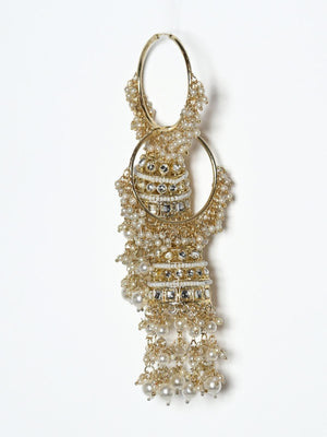 Rajwada White And Gold Alloy Embellished Earrings For Women