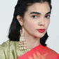 Rajwada White And Gold Alloy Embellished Earrings For Women