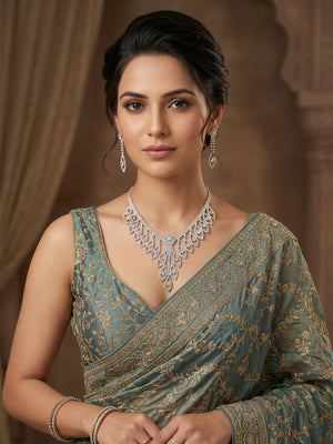 Rajwada Silver Alloy Stone Jewellery Set For Women