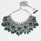 Rajwada Green And Silver Alloy Kundan And Stone Jewellery Set For Women