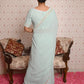 Rajwada Women Sea Green Georgette Chikankari Beads Embroidered Saree With Unstitched Blouse