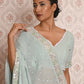 Rajwada Women Sea Green Georgette Chikankari Beads Embroidered Saree With Unstitched Blouse