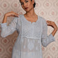Rajwada Women Grey Georgette Chikankari Embroidered Stitched Kurta