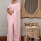 Rajwada Women Pink Georgette Chikankari Beads Embroidered Saree With Unstitched Blouse