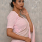 Rajwada Women Pink Georgette Chikankari Beads Embroidered Saree With Unstitched Blouse