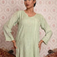Rajwada Women Light Green Polyester Viscose Chikankari Embroidered Stitched Short Kurti
