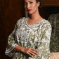 Rajwada Women Olive Green Cotton Printed Chikankari Embroidered Stitched Kurta With Pockets