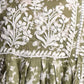 Rajwada Women Olive Green Cotton Printed Chikankari Embroidered Stitched Kurta With Pockets