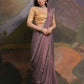 Rajwada Wine Printed Chiffon Saree With Unstitched Blouse For Women
