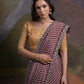 Rajwada Wine Printed Chiffon Saree With Unstitched Blouse For Women