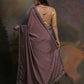 Rajwada Wine Printed Chiffon Saree With Unstitched Blouse For Women