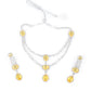 Rajwada Yellow and Silver Zircon Necklace Set For Women