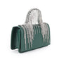 Rajwada Dark Green Faux Stone Tassels Embellished Clutch For Women