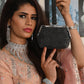 Rajwada Black Faux Stone Embellished Batua for Women