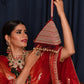 Rajwada Maroon Beads Embroidered Triangle Tassel Batua For Women