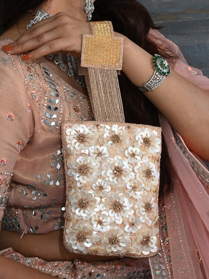 Rajwada Cream Beads Embroidered Clutch for Women