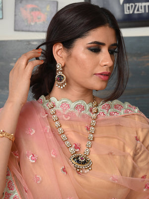 Rajwada Dark Blue and Gold Kundan Jewellery Set for Women