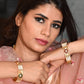 Rajwada Gold Beads and Faux Stone Embellished Bangles for Women - Set of 2
