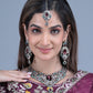 Rajwada Purple and Blue Stone Studded Necklace Set with Maangtika for Women