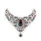 Rajwada Purple and Blue Stone Studded Necklace Set with Maangtika for Women