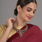 Rajwada Red and Green Gemstone Embellished Necklace Set for Women