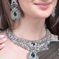Rajwada Green and Purple Stone Studded Necklace Set for Women