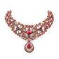 Rajwada Maroon and White Gemstone Embellished Jewellery Set with Maangtika for Women