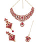 Rajwada Maroon and White Gemstone Embellished Jewellery Set with Maangtika for Women