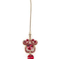 Rajwada Maroon and White Gemstone Embellished Jewellery Set with Maangtika for Women