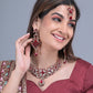 Rajwada Maroon and White Gemstone Embellished Jewellery Set with Maangtika for Women