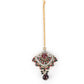 Rajwada Green and Maroon Stone Studded Necklace Set with Maangtika for Women