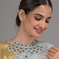 Rajwada Green and White Gemstone Embellished Necklace Set with Maangtika for Women