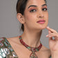 Rajwada Green and Maroon Stone Embellished Necklace Set with Maangtika for Women