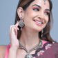 Rajwada Light Pink Embellished Kundan Necklace Set with Maangtika for Women