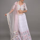 Rajwada White Printed Pleated Georgette Stitched Lehenga Set For Women
