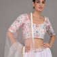 Rajwada White Printed Pleated Georgette Stitched Lehenga Set For Women