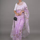 Rajwada Lavender Floral Embroidered Organza Saree with Unstitched Blouse for Women