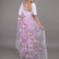 Rajwada Lavender Floral Embroidered Organza Saree with Unstitched Blouse for Women