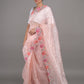 Rajwada Peach Embroidered Organza Saree With Unstitched Blouse For Women