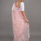Rajwada Peach Embroidered Organza Saree With Unstitched Blouse For Women