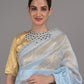 Rajwada Light Blue Embroidered Organza Saree With Unstitched Blouse For Women