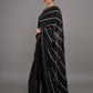Rajwada Black and White Sequins Embroidered Georgette Saree with Unstitched Blouse for Women