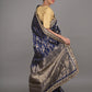 Rajwada Navy Blue Silk Blend Woven Saree With Unstitched Blouse For Women